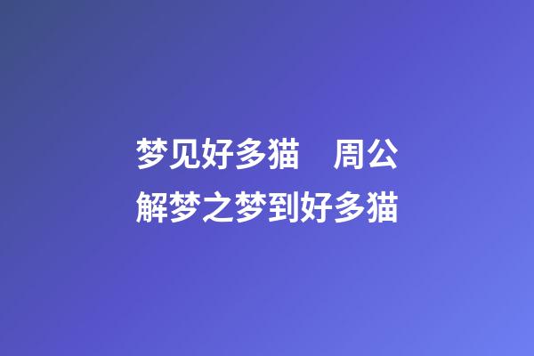 梦见好多猫　周公解梦之梦到好多猫